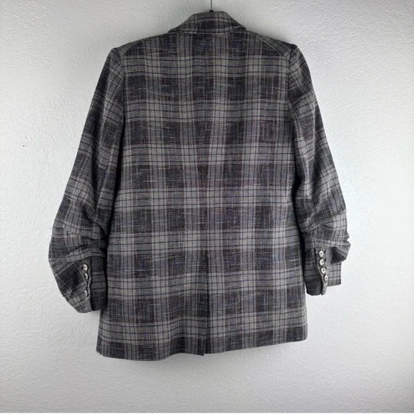 Veronica Beard Martel Dickey Cotton Linen Plaid Dickey Blazer. Size 4. - Picture 3 of 5